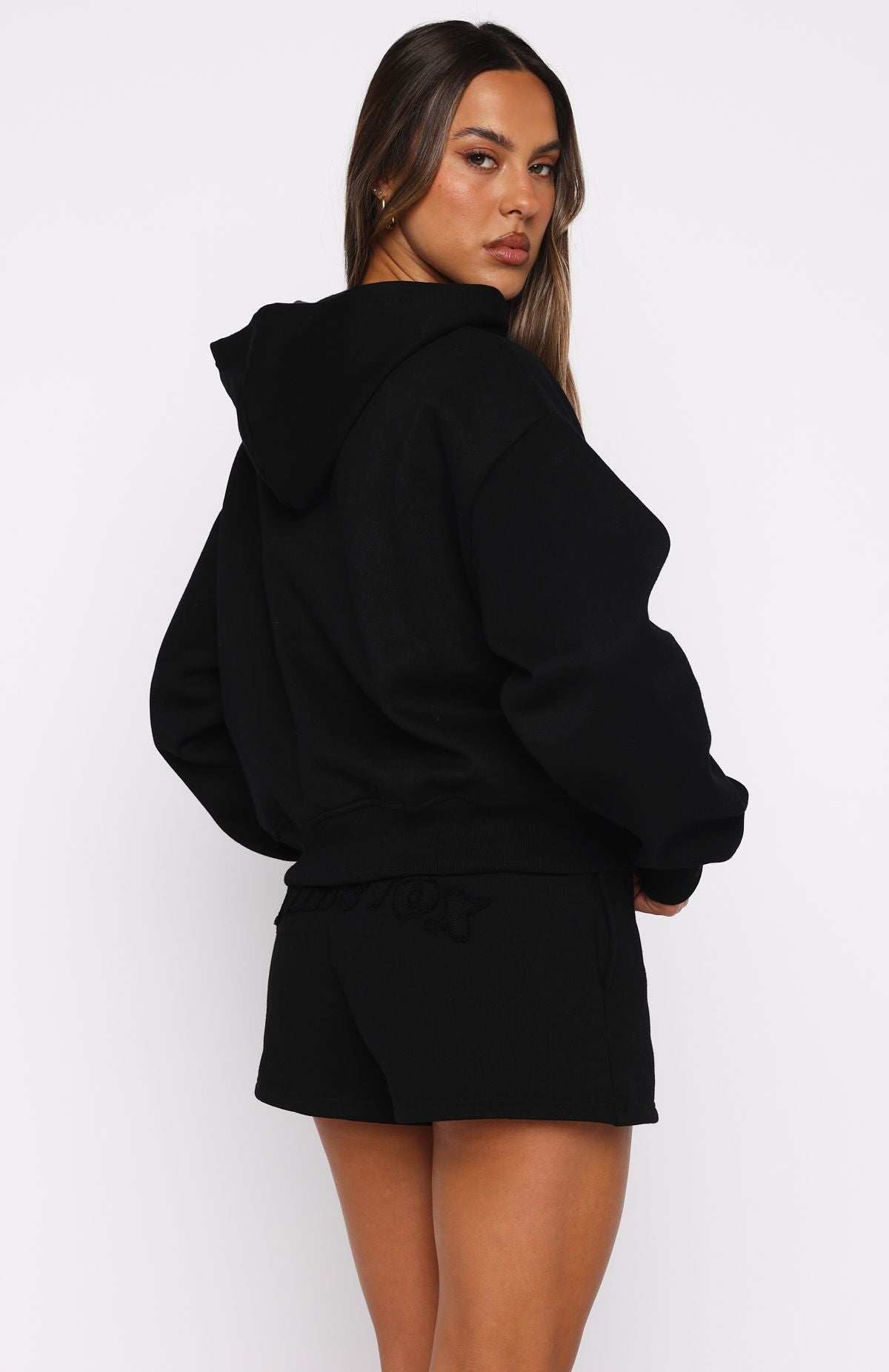 From The Archives Lexi Boxy Zip Front Hoodie Black - Image 4
