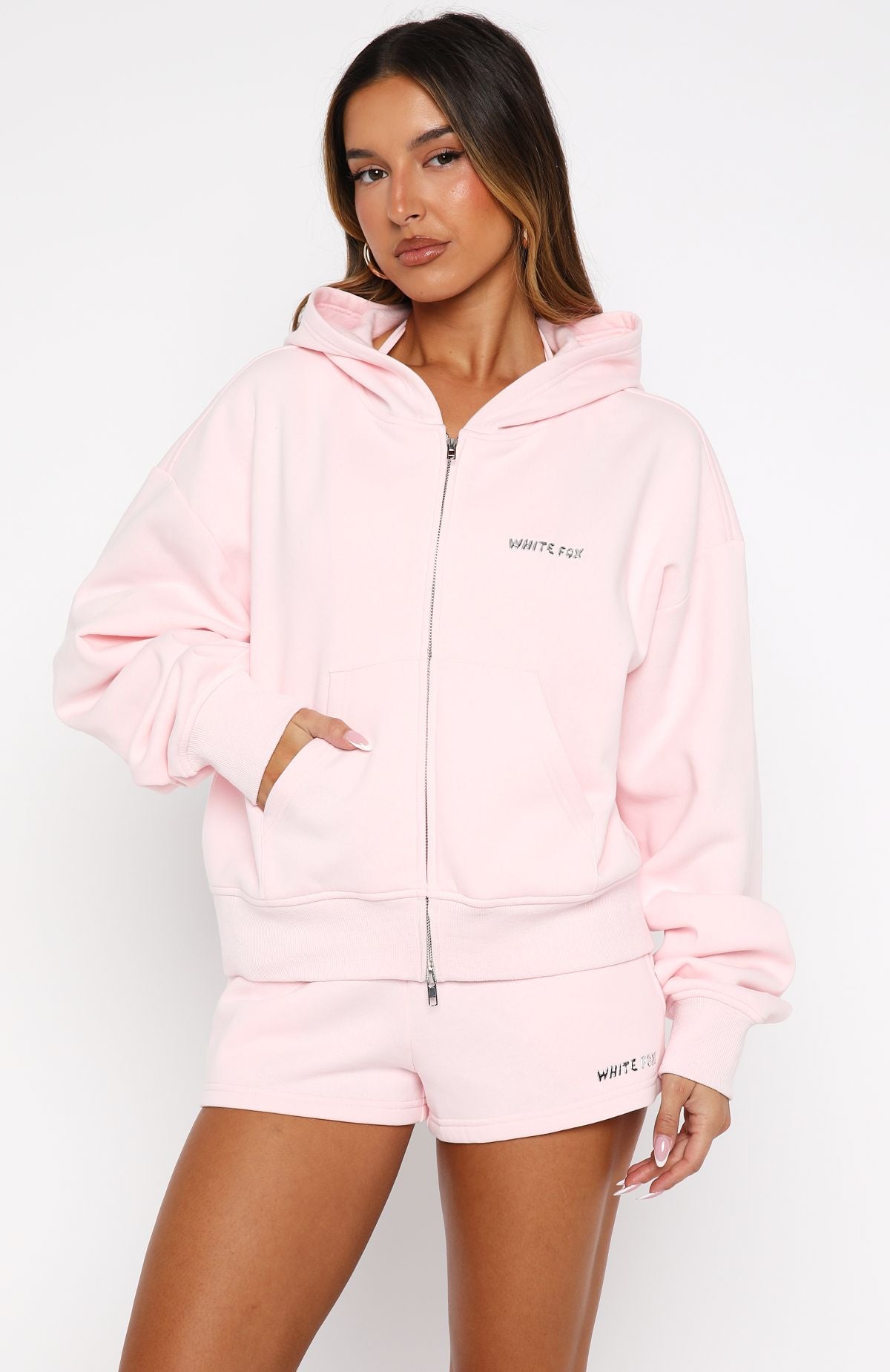 Test Drive Boxy Zip Front Hoodie Icy Pink - Image 2