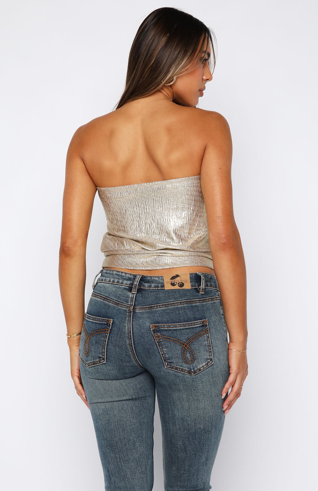 Girl Time Cinched Waist Strapless Top Champagne - Image 4