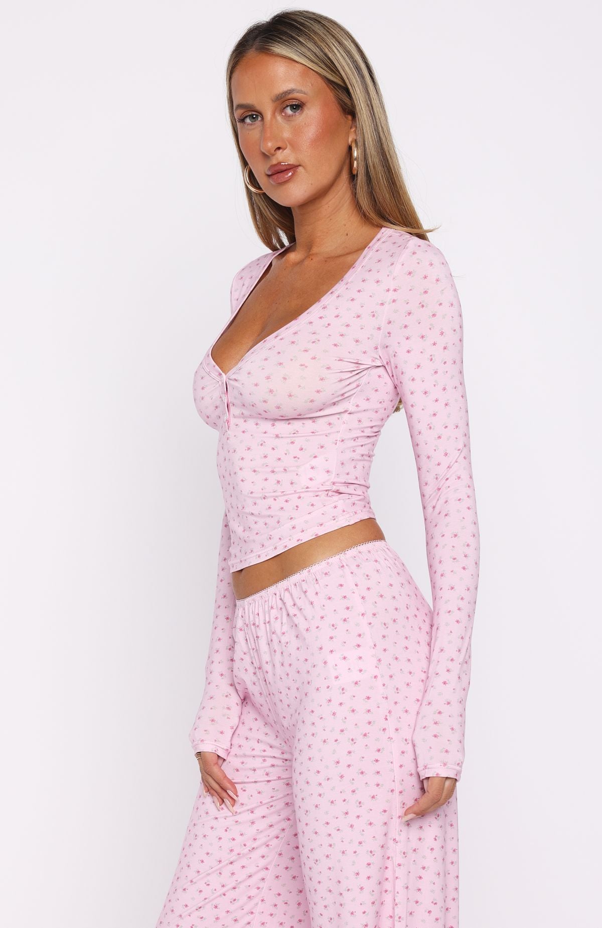 Dreamy Button Up Long Sleeve Pyjama Top Sugar Blossom - Image 3