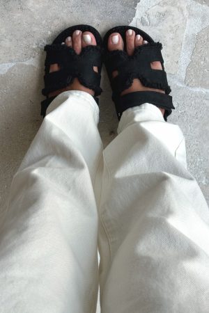 Sandra Shearling Sandals Black