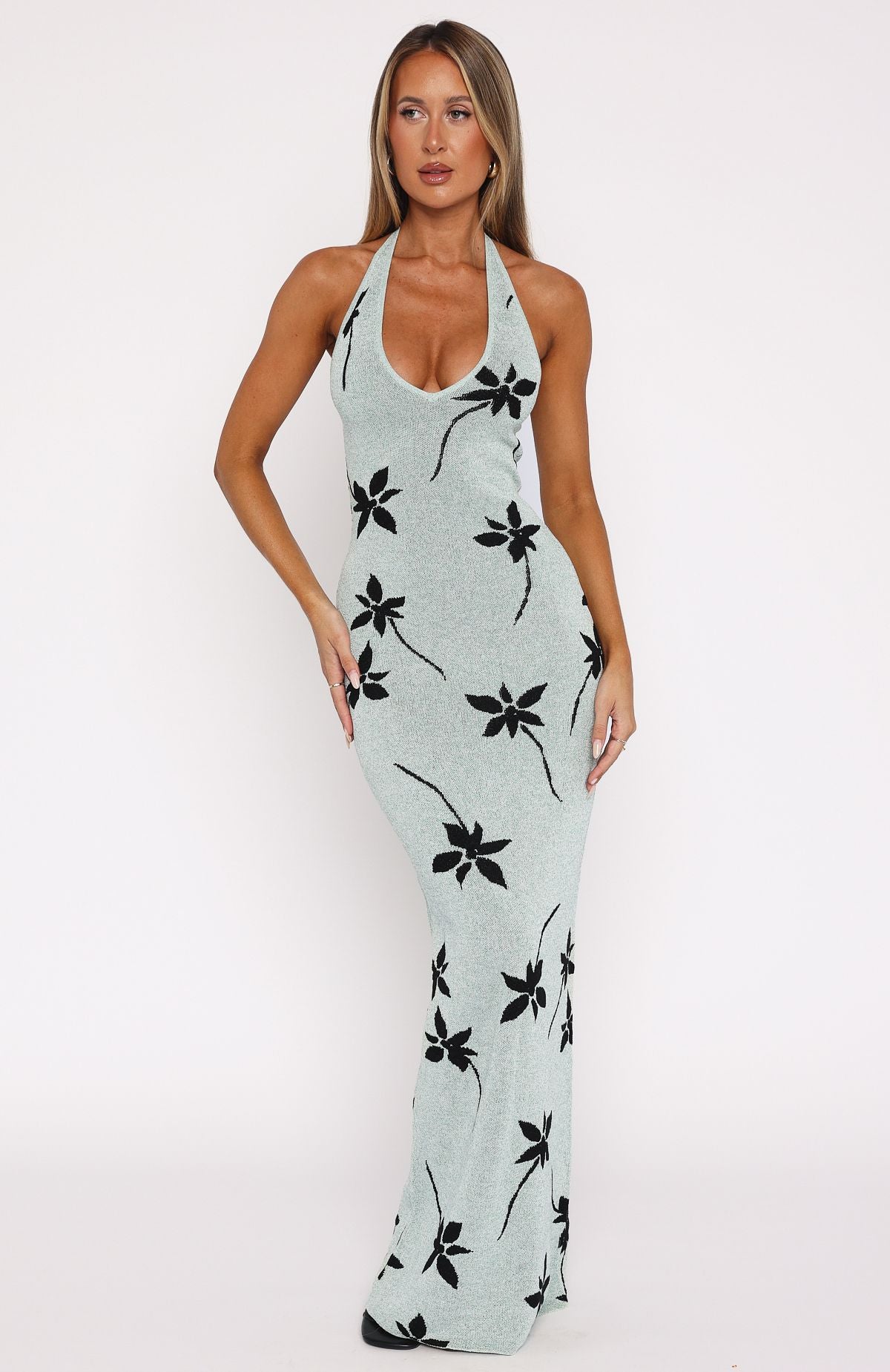 Chasing Heaven Knit Maxi Dress Mint - Image 2