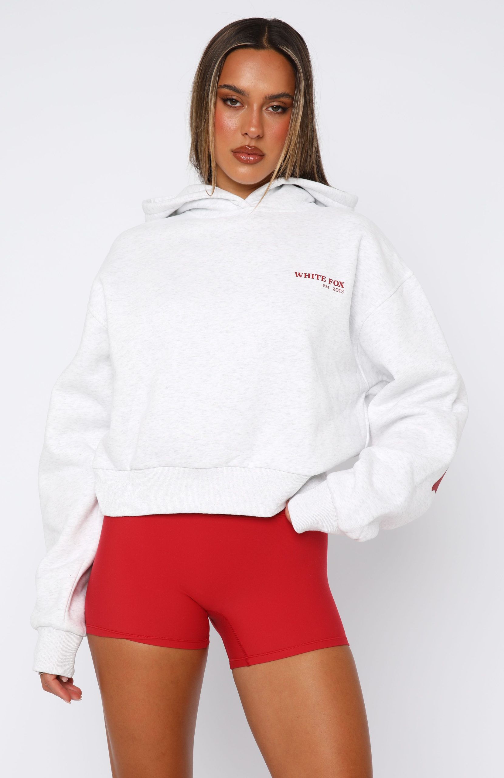 Serving Up Cropped Hoodie Grey Marle - Image 2