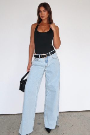 Summer Mid Rise Wide Leg Jeans Glacier Blue