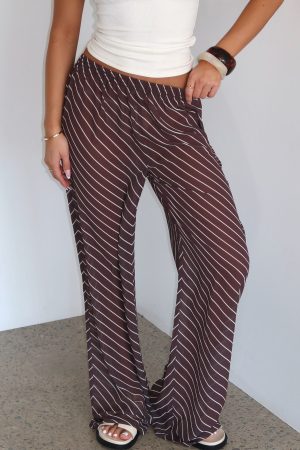 Something More Pants Choc/Cream Stripe