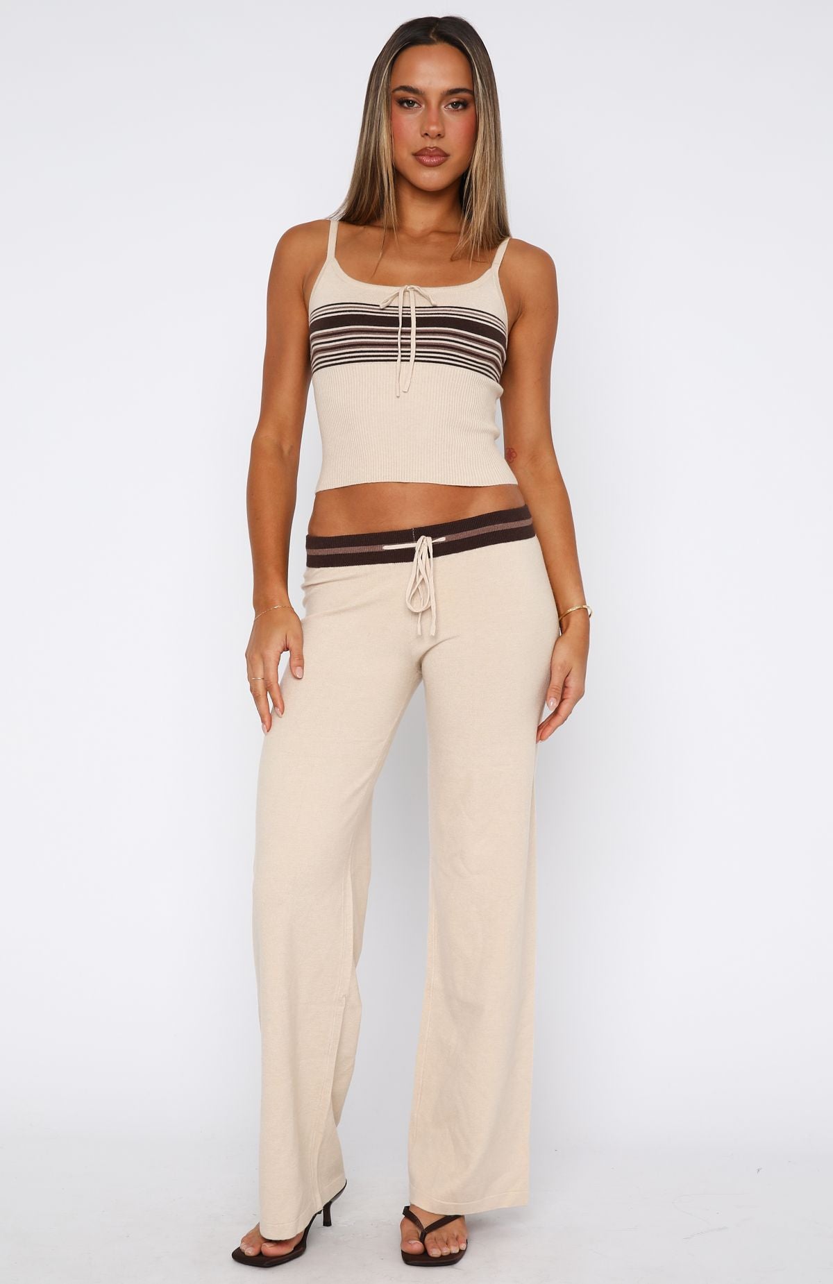 Keep Driving Knit Pants Chocolate Stripe - Image 2