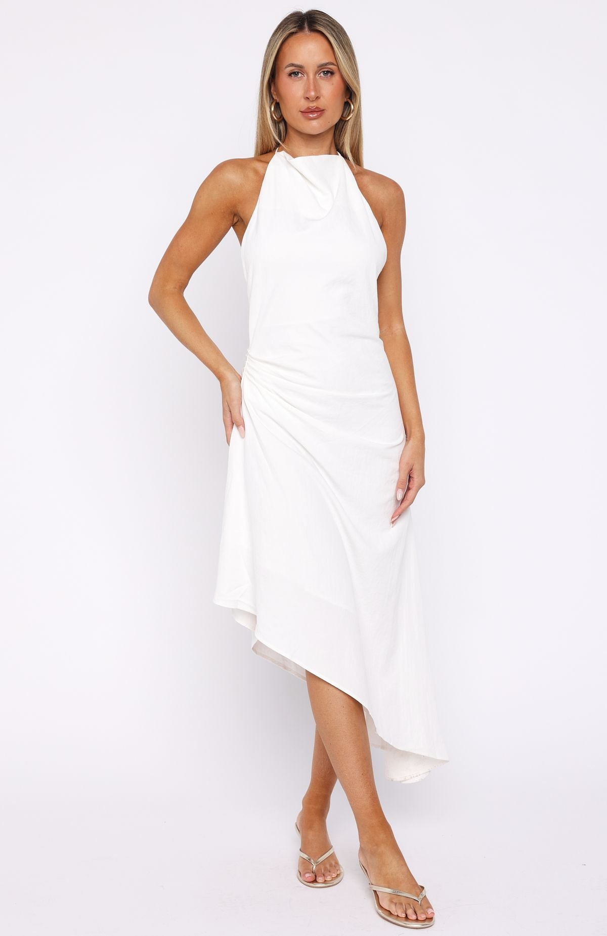Night Hustle Halter Midi Dress White - Image 4
