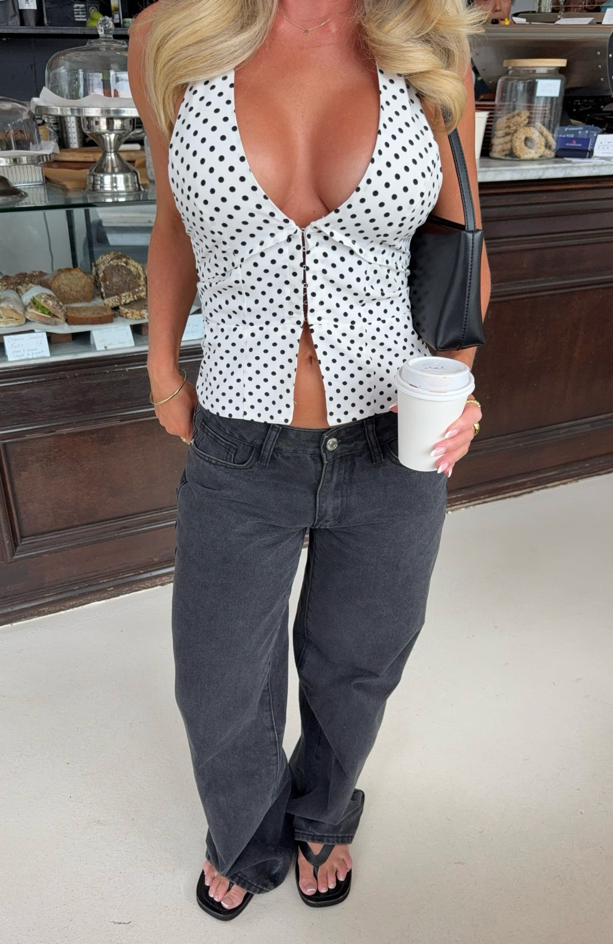 Stunner Edition Halter Top White/Black Polka Dot - Image 8