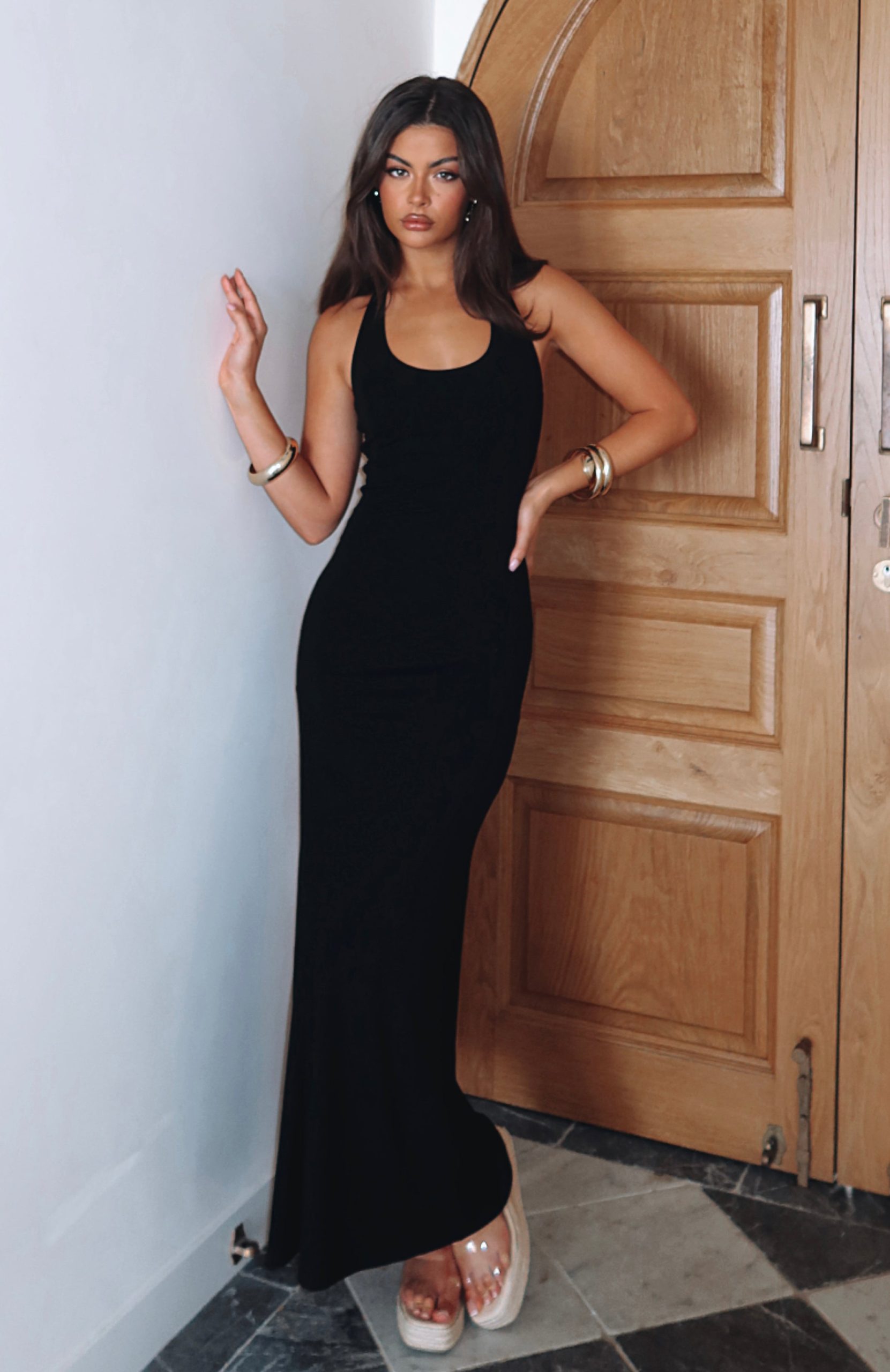 Took A Chance Halter Maxi Dress Black - Image 6