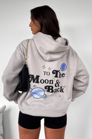 To The Moon Oversized Hoodie Lunar