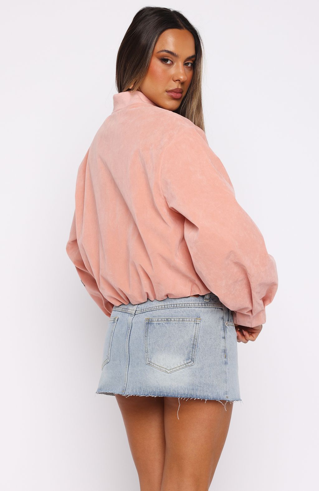 What Did I Miss Faux Suede Jacket Blush - Image 4