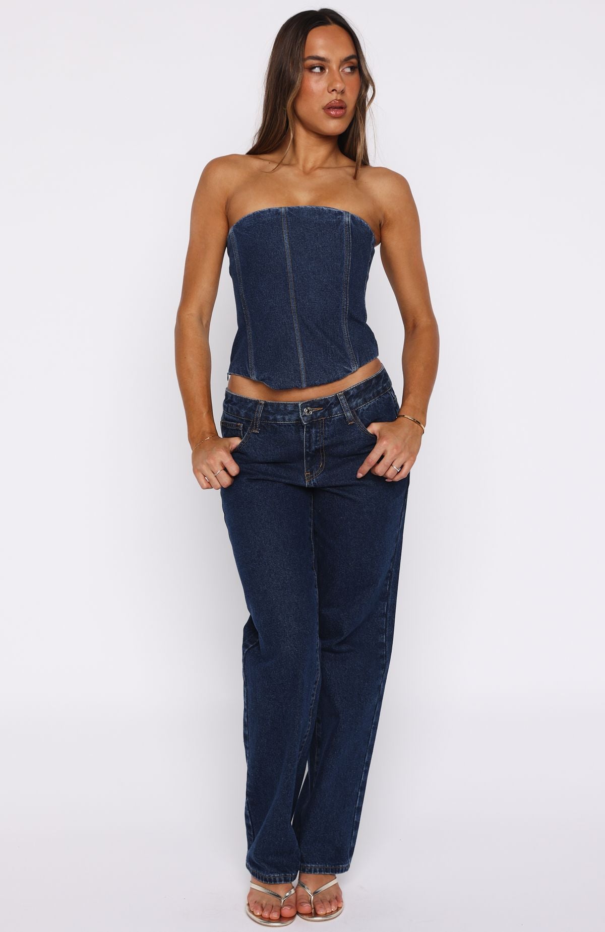 Be Mine Forever Denim Bustier Dark Blue - Image 6