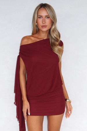 Sicilian Dreams Mini Dress Wine