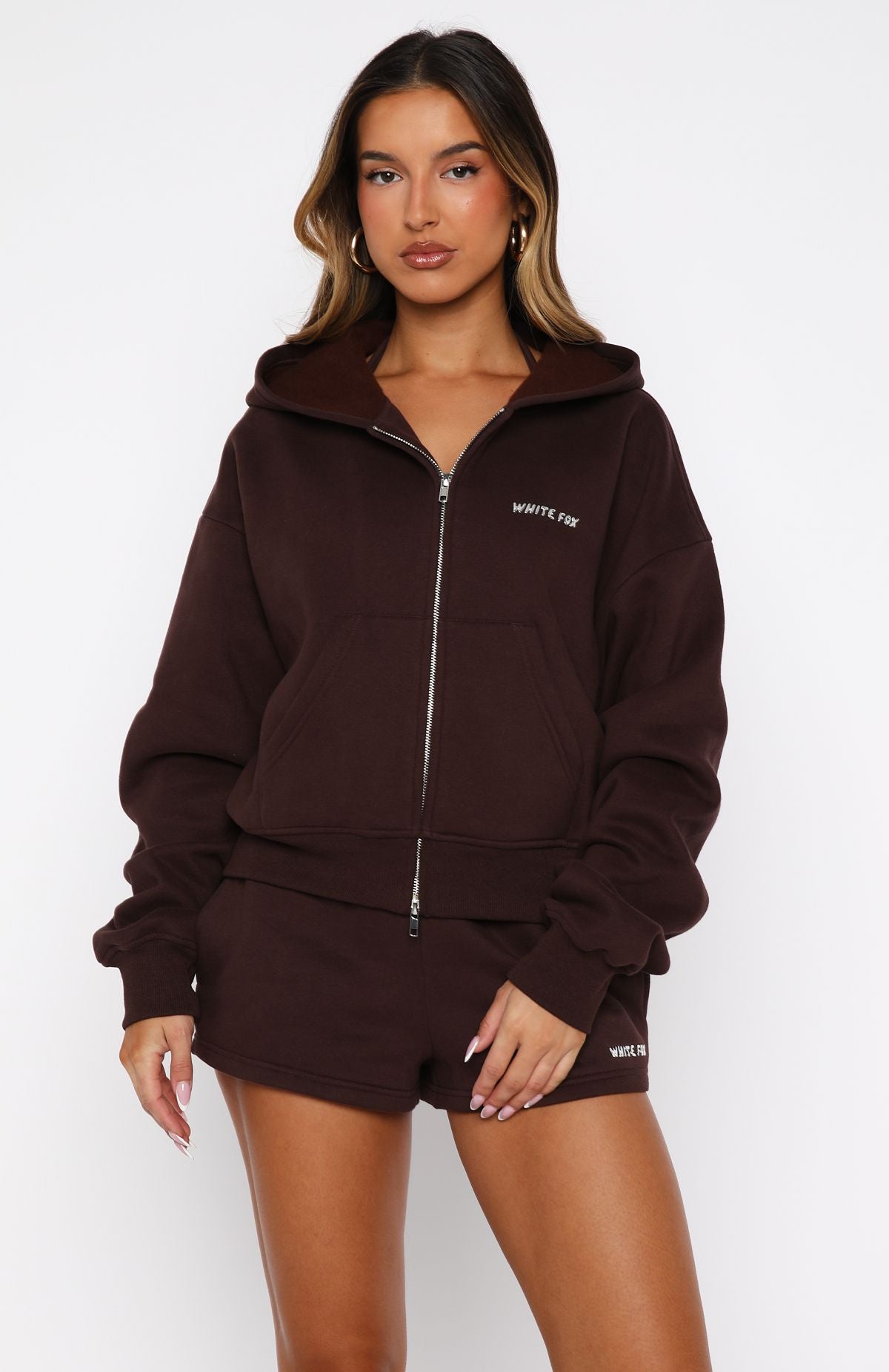 Test Drive Boxy Zip Front Hoodie Chocolate - Image 2