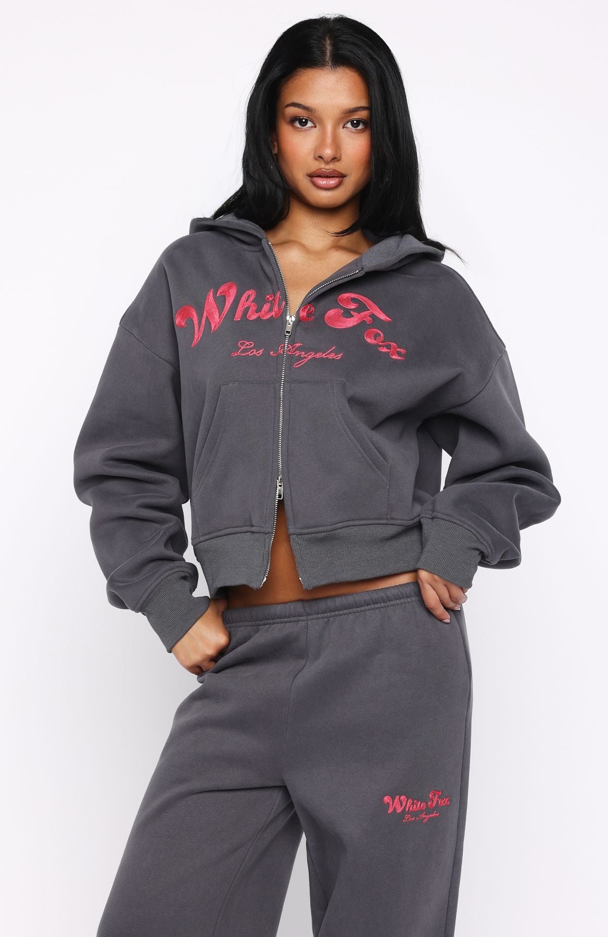 Through Thick And Thin Boxy Zip Front Hoodie Volcanic - Image 2