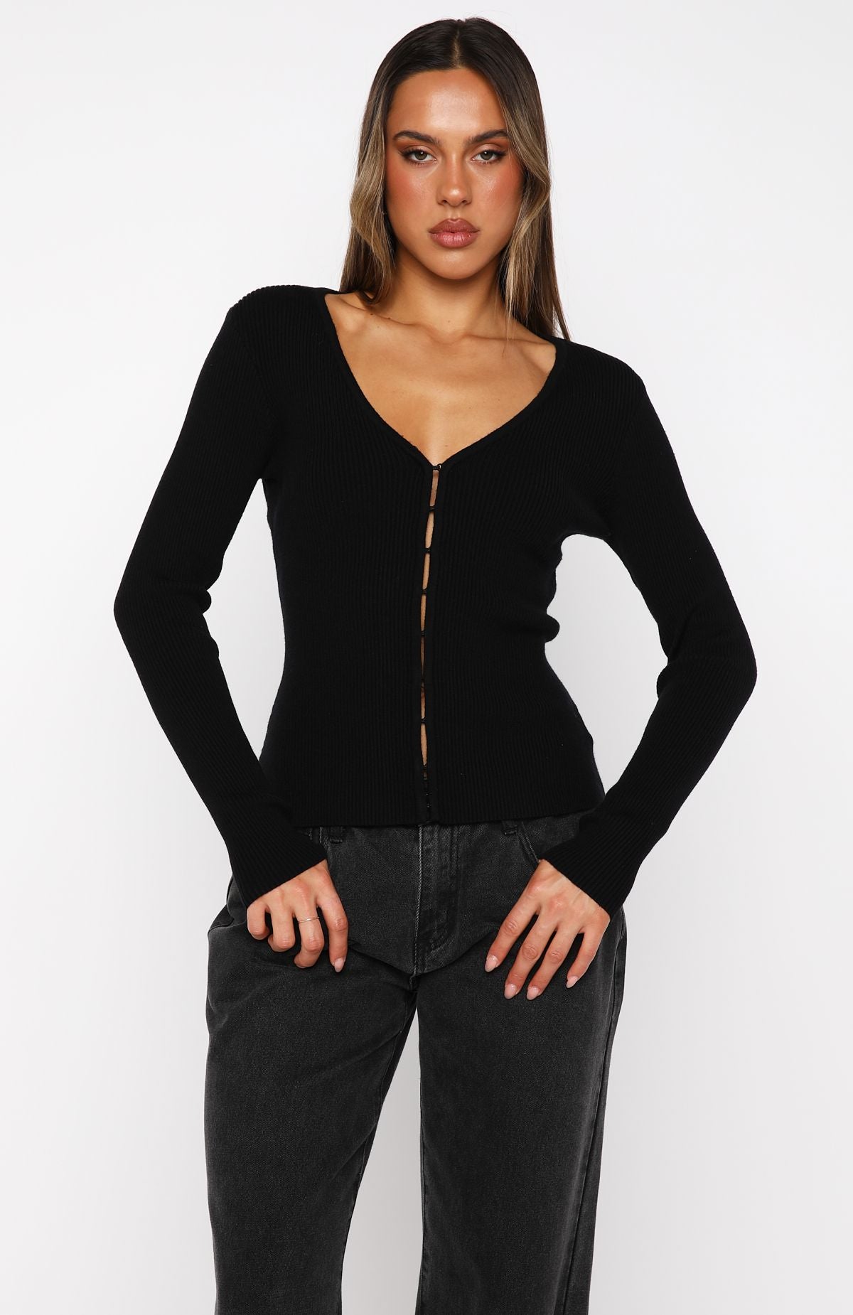 All Bundled Up Knit Cardigan Black - Image 7