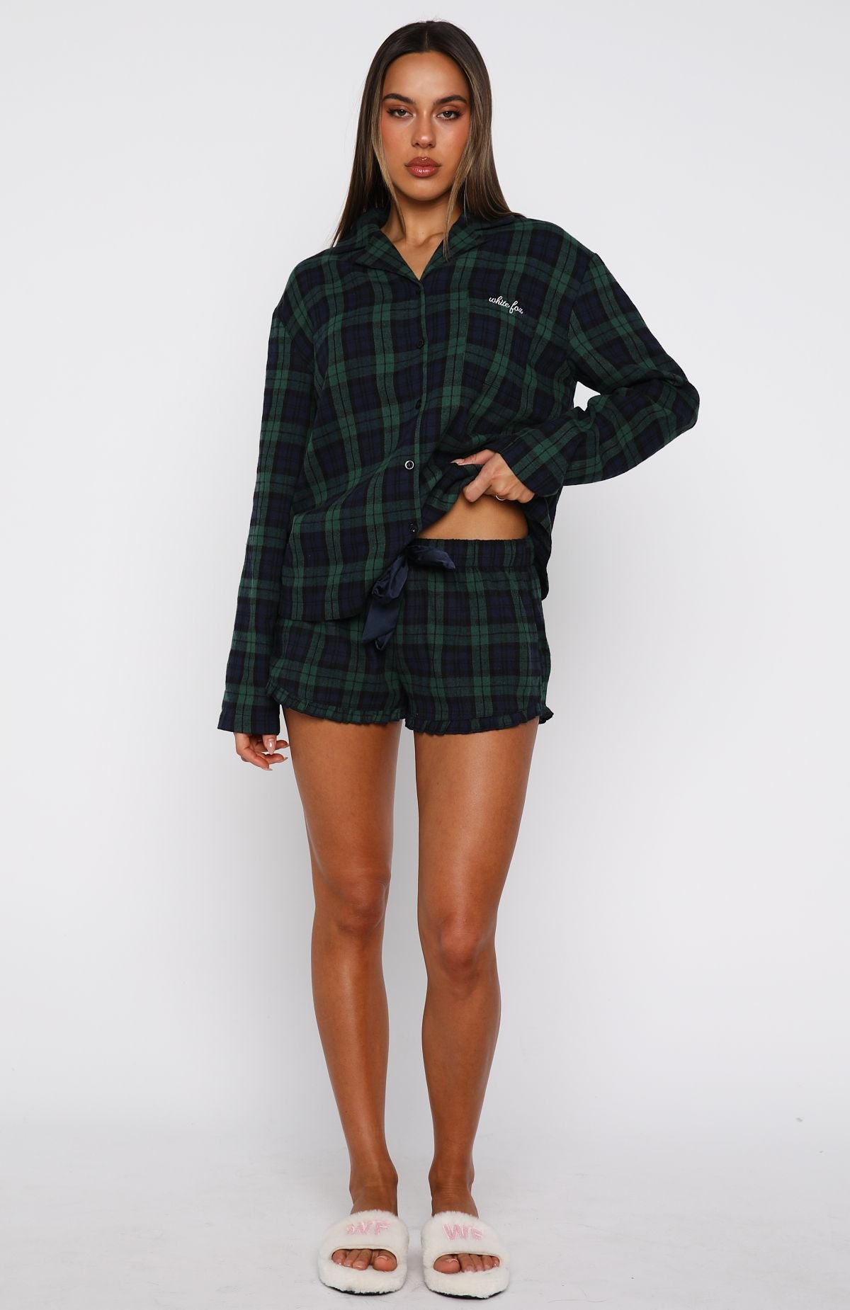 That Time Of Year Pyjama Shorts Green/Navy - Image 5