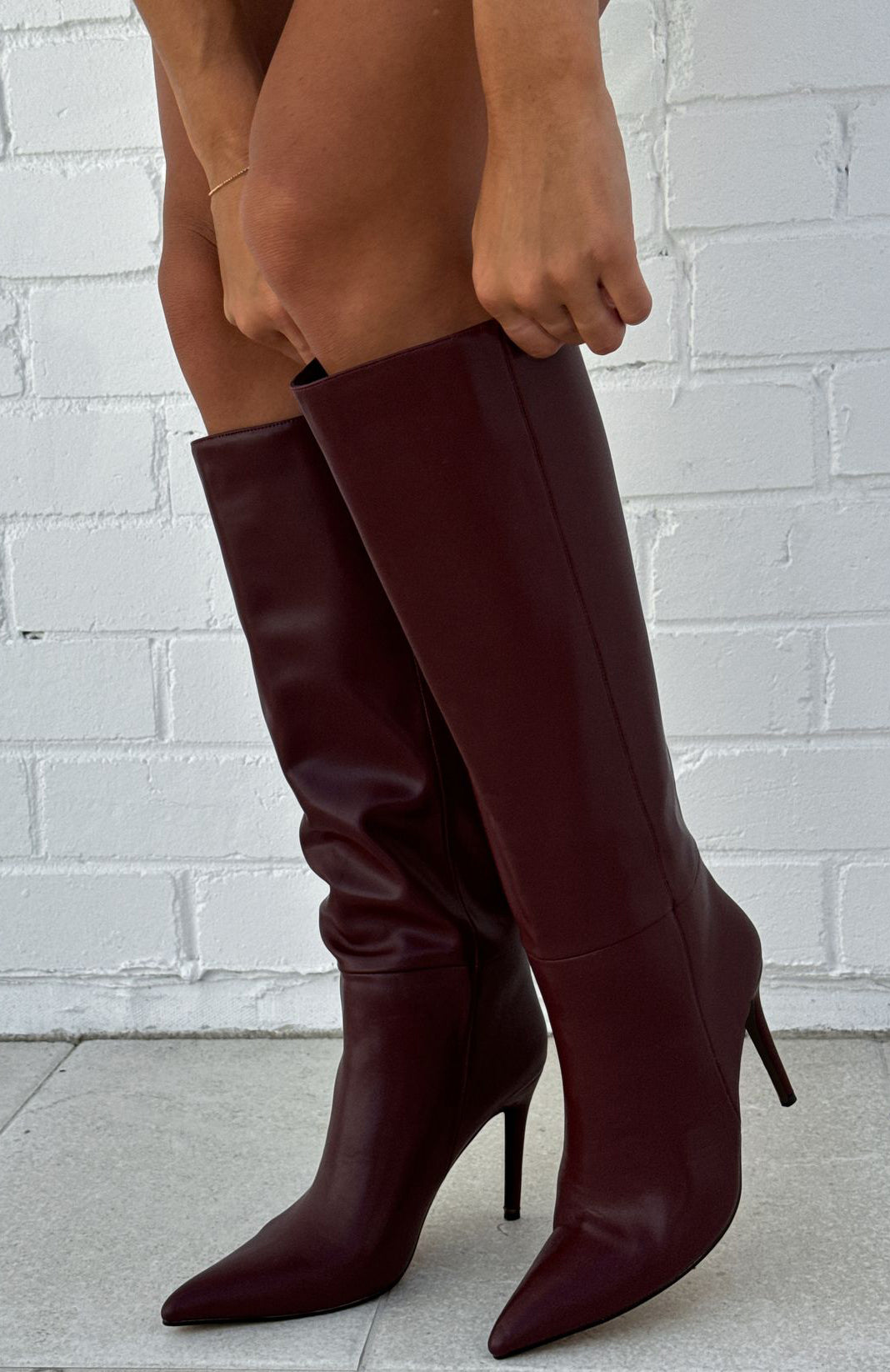 Run Away With Me Knee High Boots Burgundy - Image 4