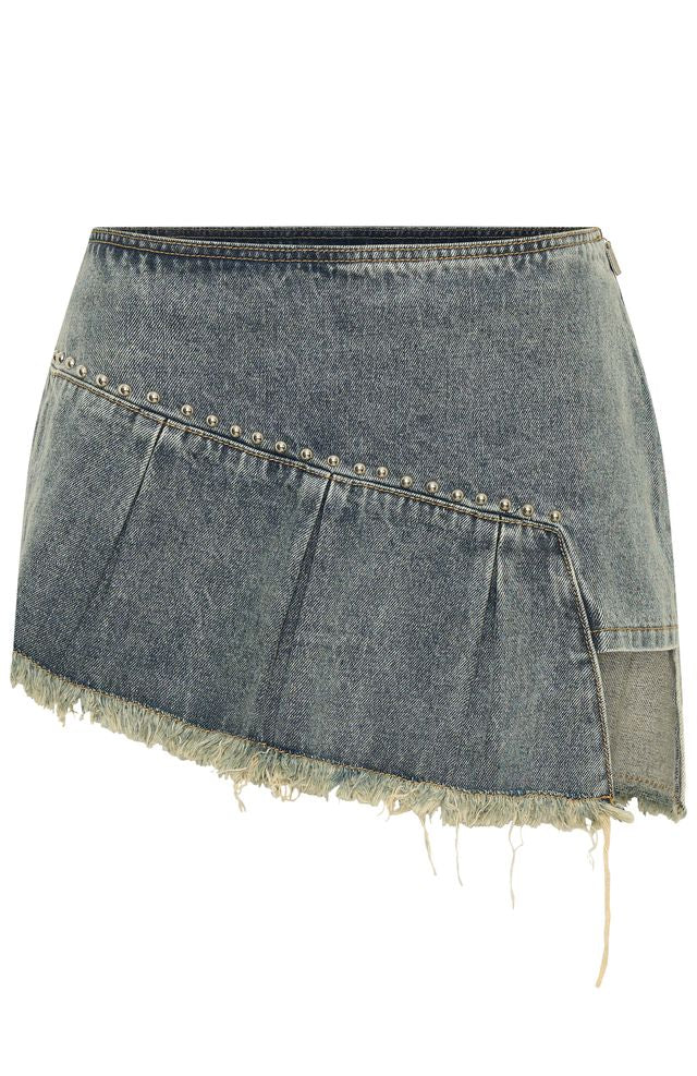 Sweet And Sour Denim Mini Skirt Sand Wash - Image 6