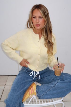 Warm Whispers Knit Cardigan Lemon