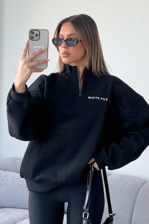 Where Did You Go Zip Front Sweater Black