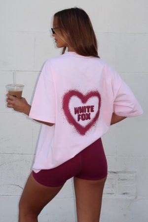 11th Street City Girl At Heart Oversized Tee Strawberry Whip