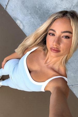 Now's The Time Active Tank Baby Blue/White