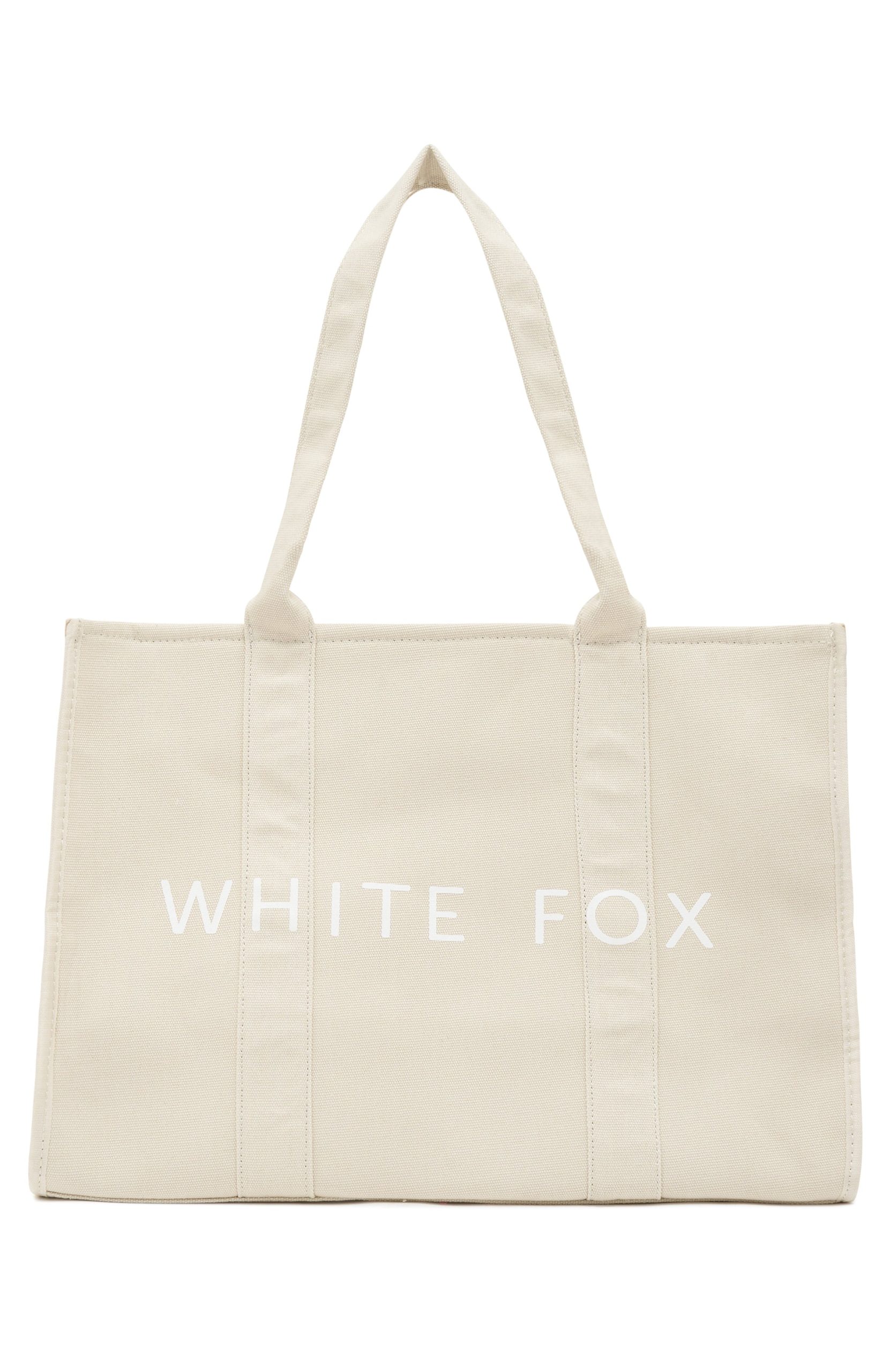 White Fox Tote Bag Beige - Image 2