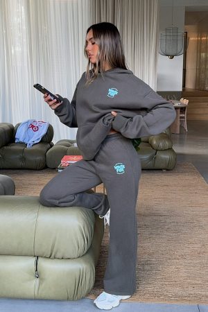 With Love For You Wide Leg Sweatpants Volcanic