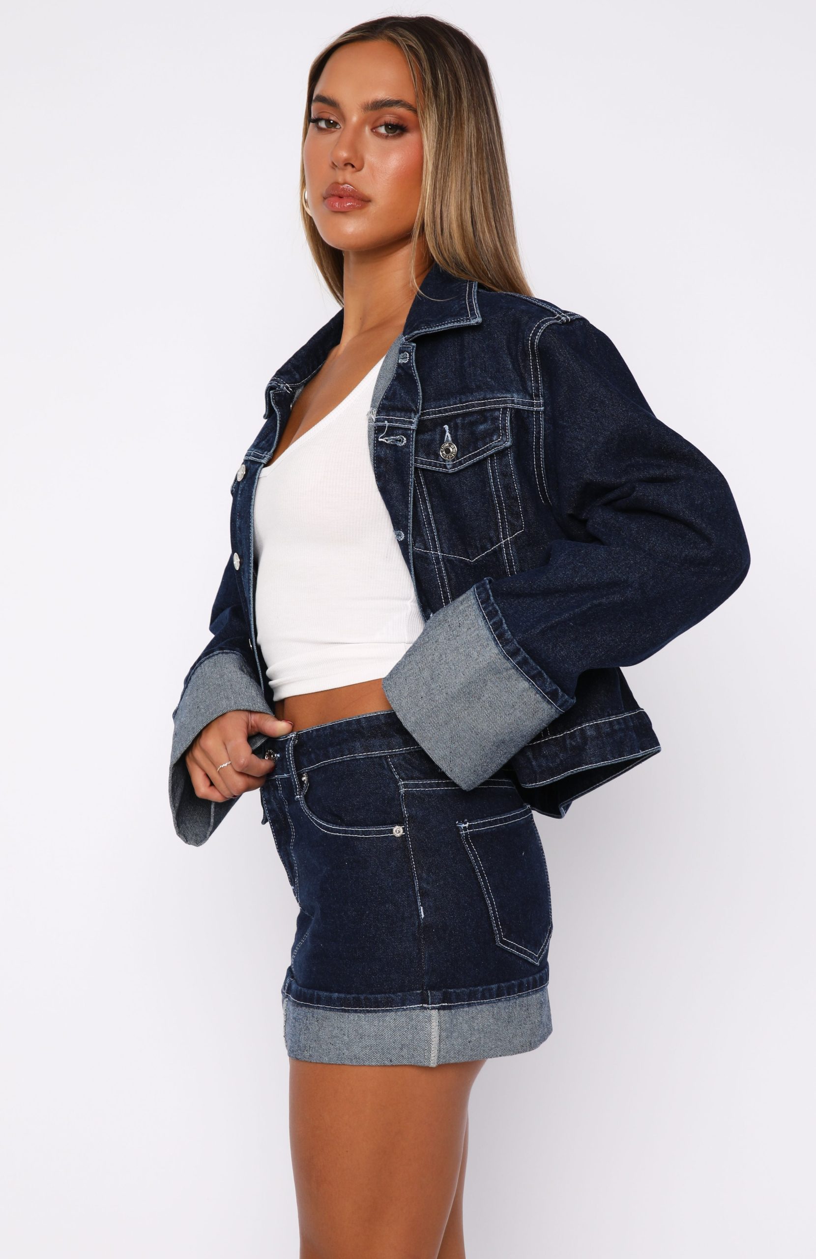 Charlotte Denim Mini Skirt Dark Indigo - Image 3