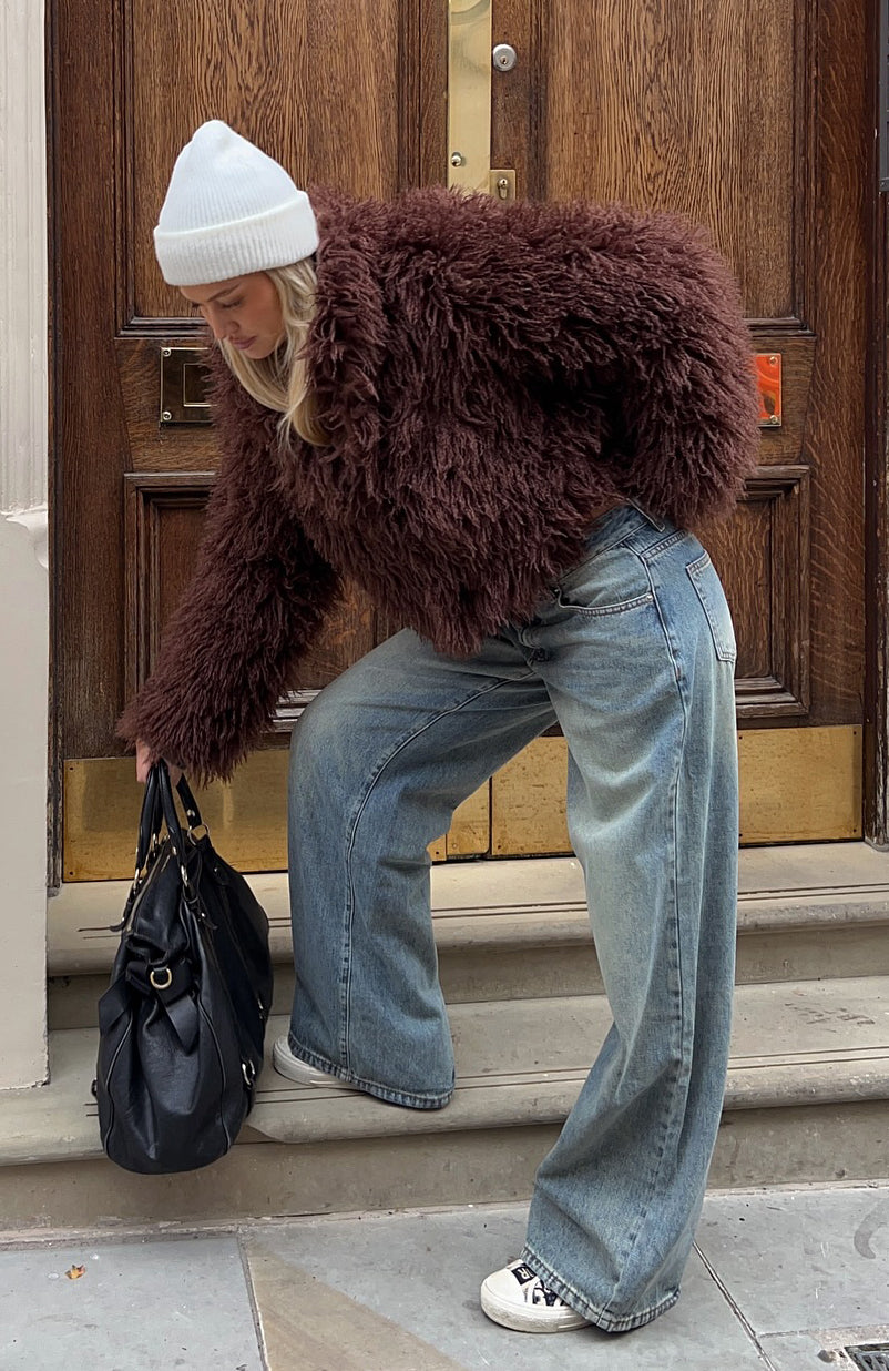 Weekend Away Fur Jacket Chocolate - Image 7