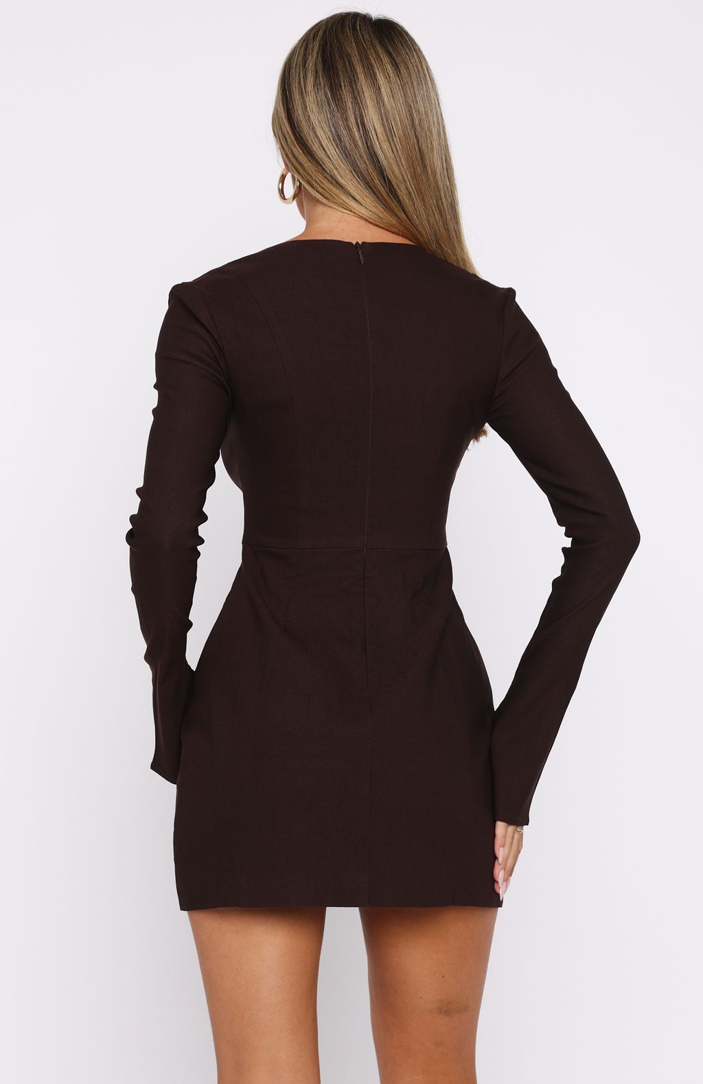 Living For Love Long Sleeve Mini Dress Chocolate - Image 4