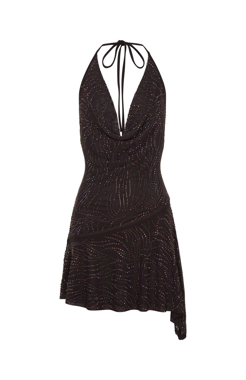 Wild Devotion Embellished Mini Dress Chocolate - Image 8