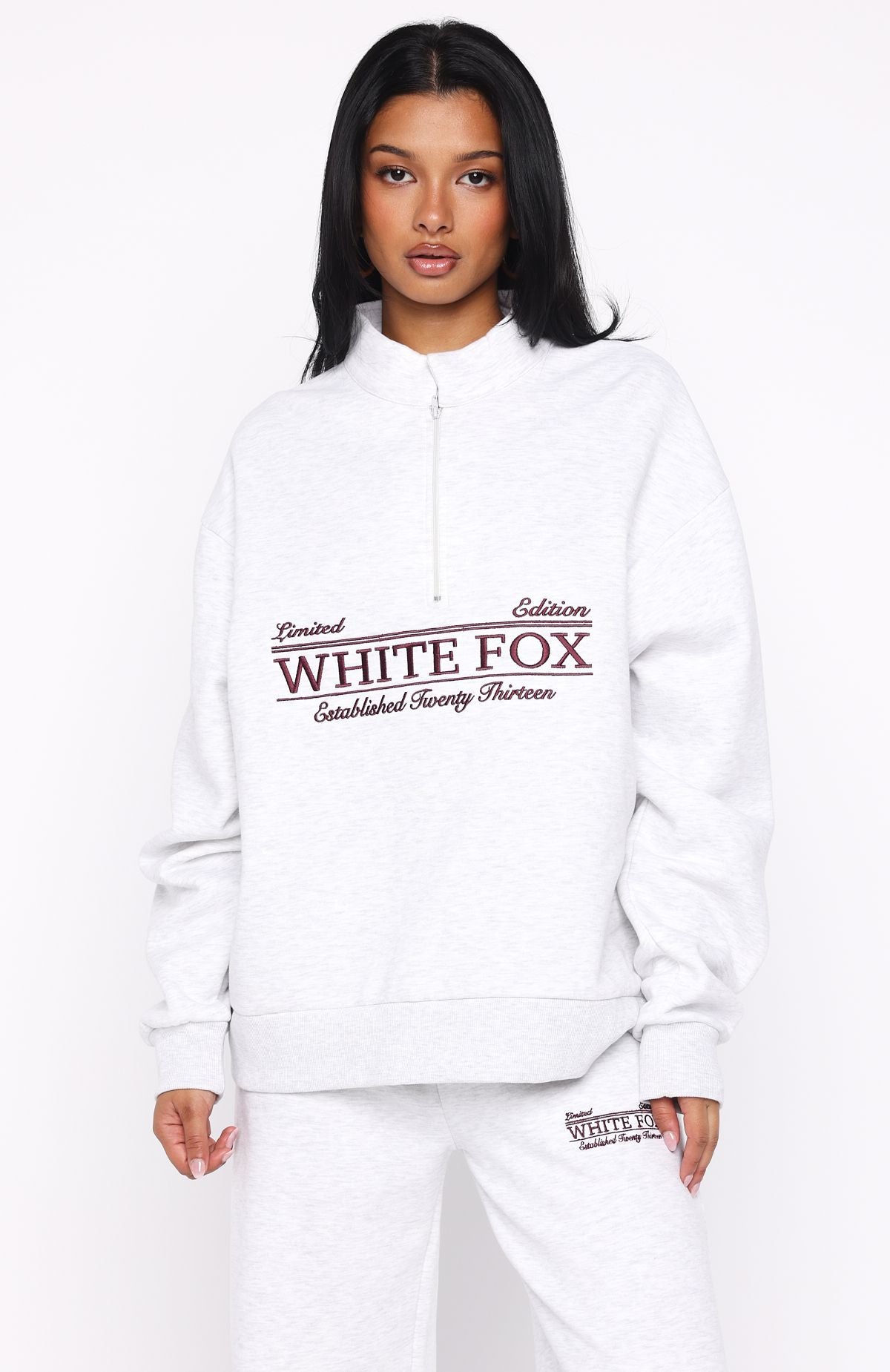 Standing My Ground Zip Front Sweater Grey Marle - Image 2