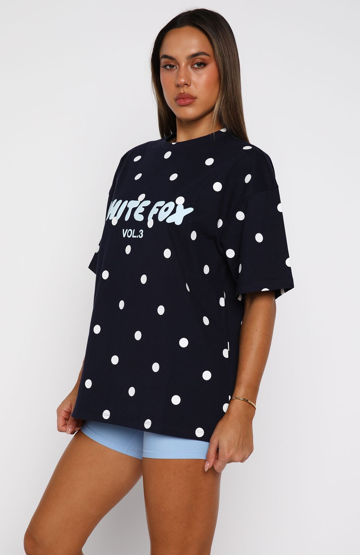 Offstage Printed Oversized Tee Navy Polka Dot - Image 3