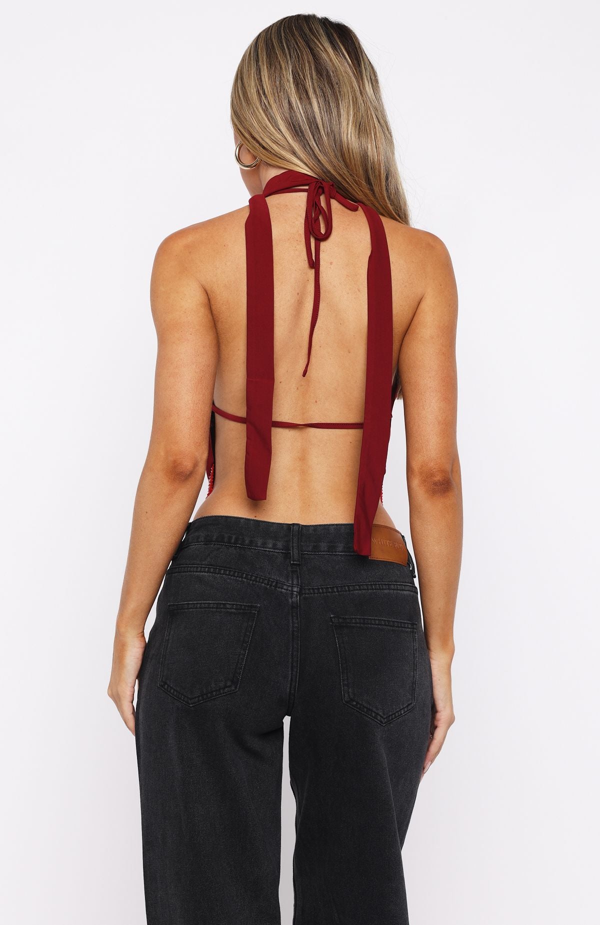 Eyes For You Halter Top Dark Red - Image 2