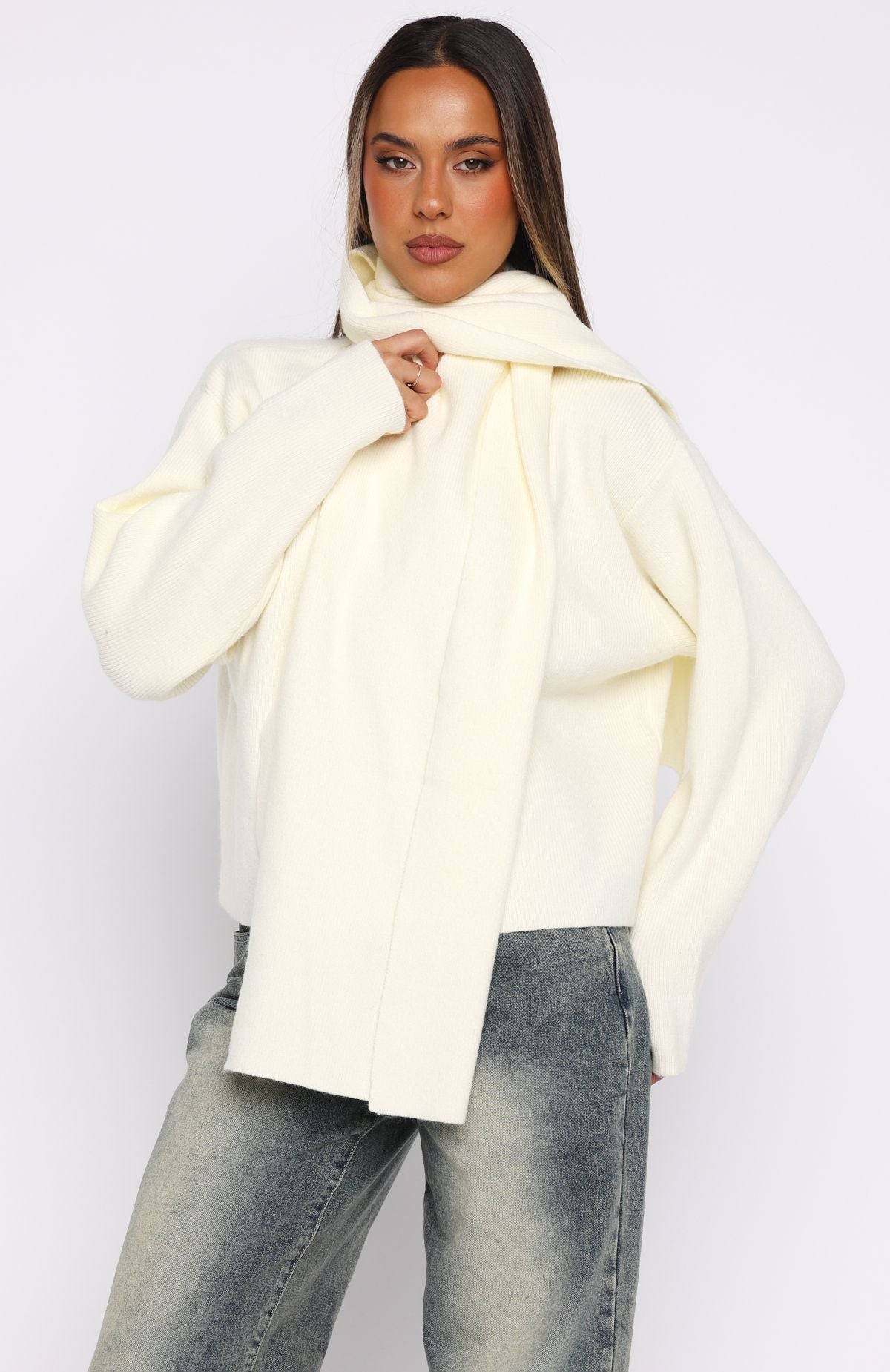 Luxe Layers Knit Sweater Cream - Image 2