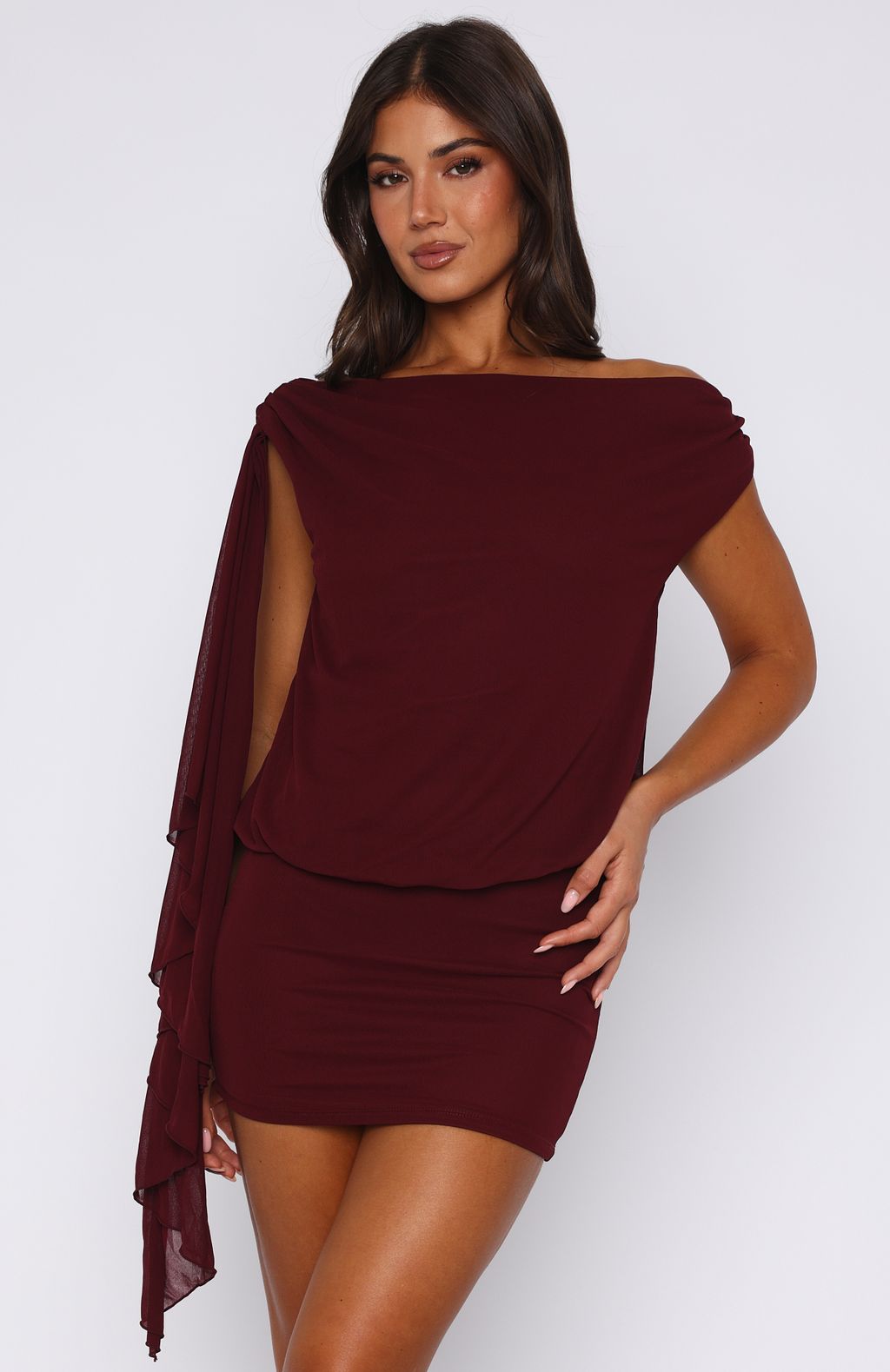 Sicilian Dreams Mini Dress Wine - Image 2