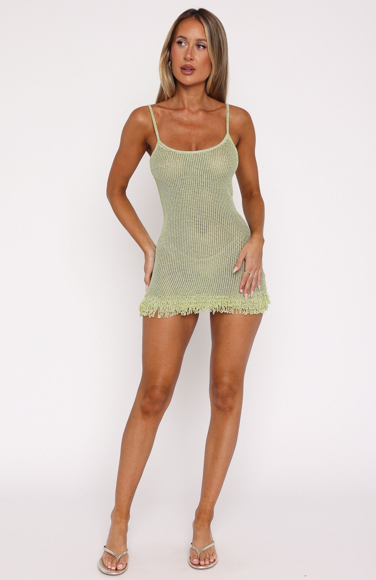 Keeping Me Awake Knit Mini Dress Apple - Image 5