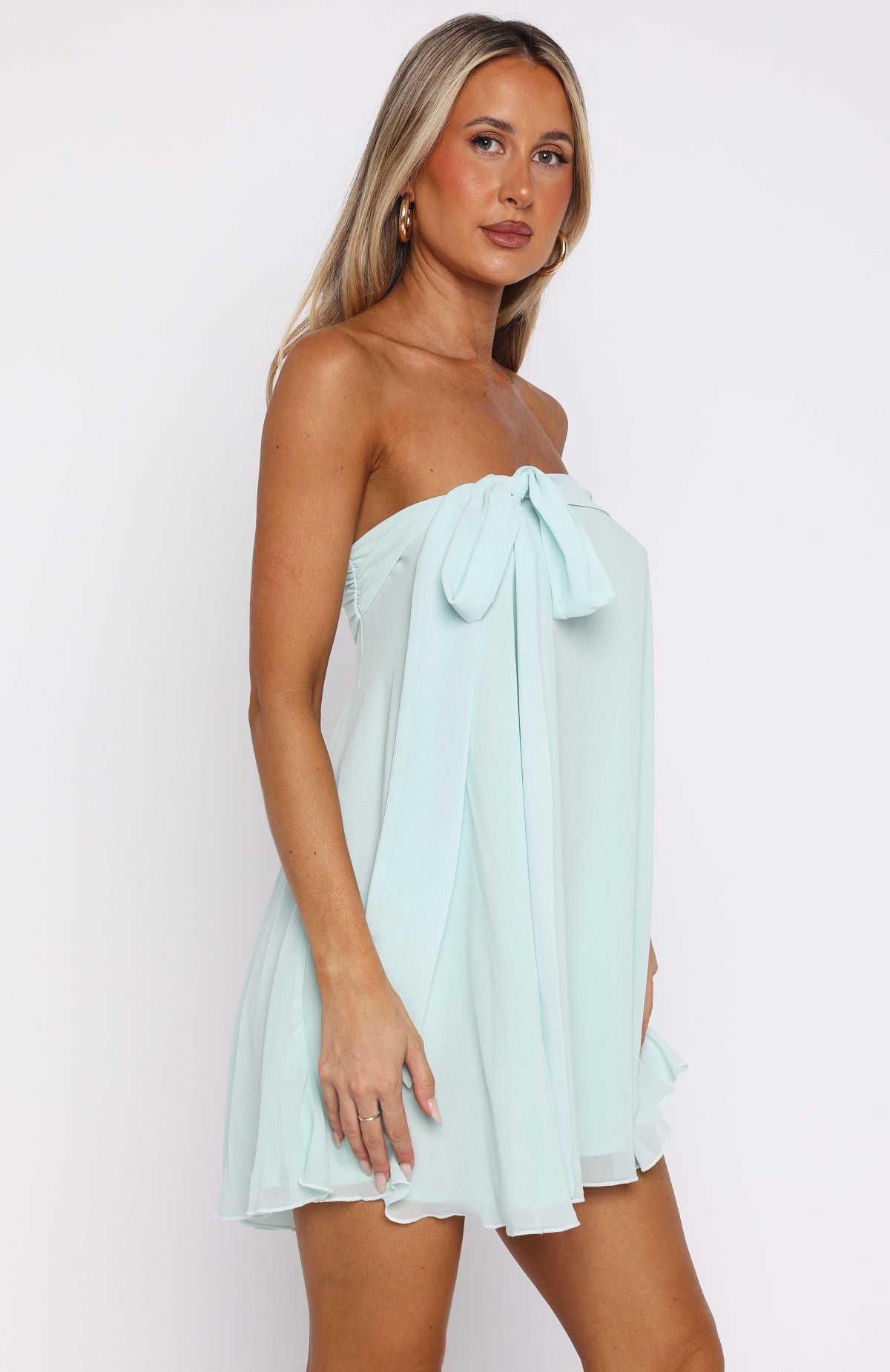 She's So Pretty Strapless Mini Dress Ice Blue - Image 3