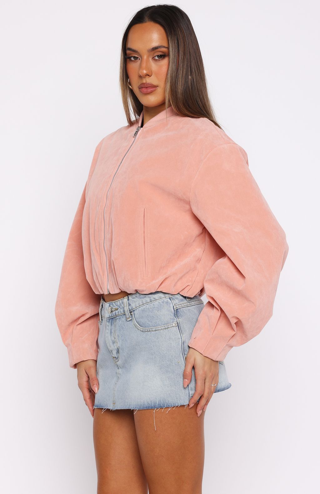 What Did I Miss Faux Suede Jacket Blush - Image 3