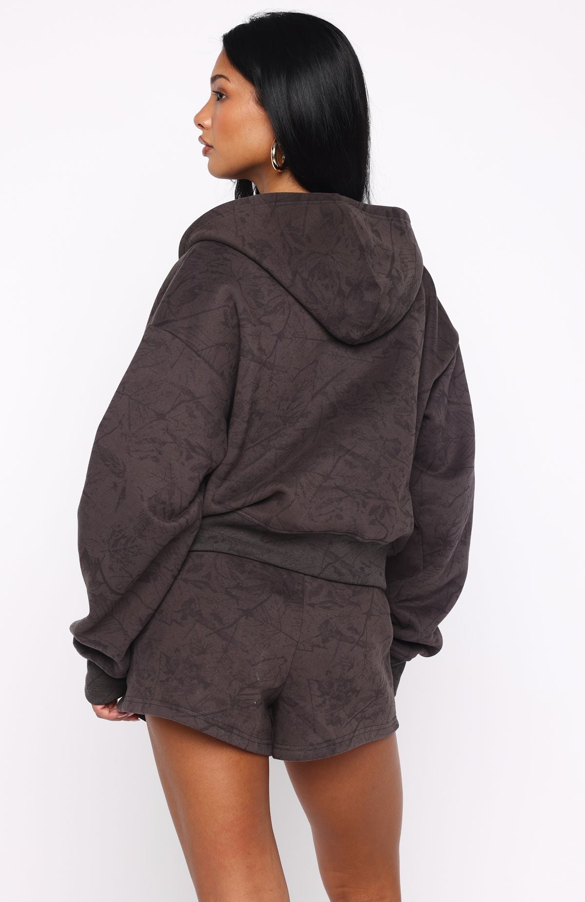 Hiding Away Boxy Zip Front Hoodie Dark Camo - Image 5