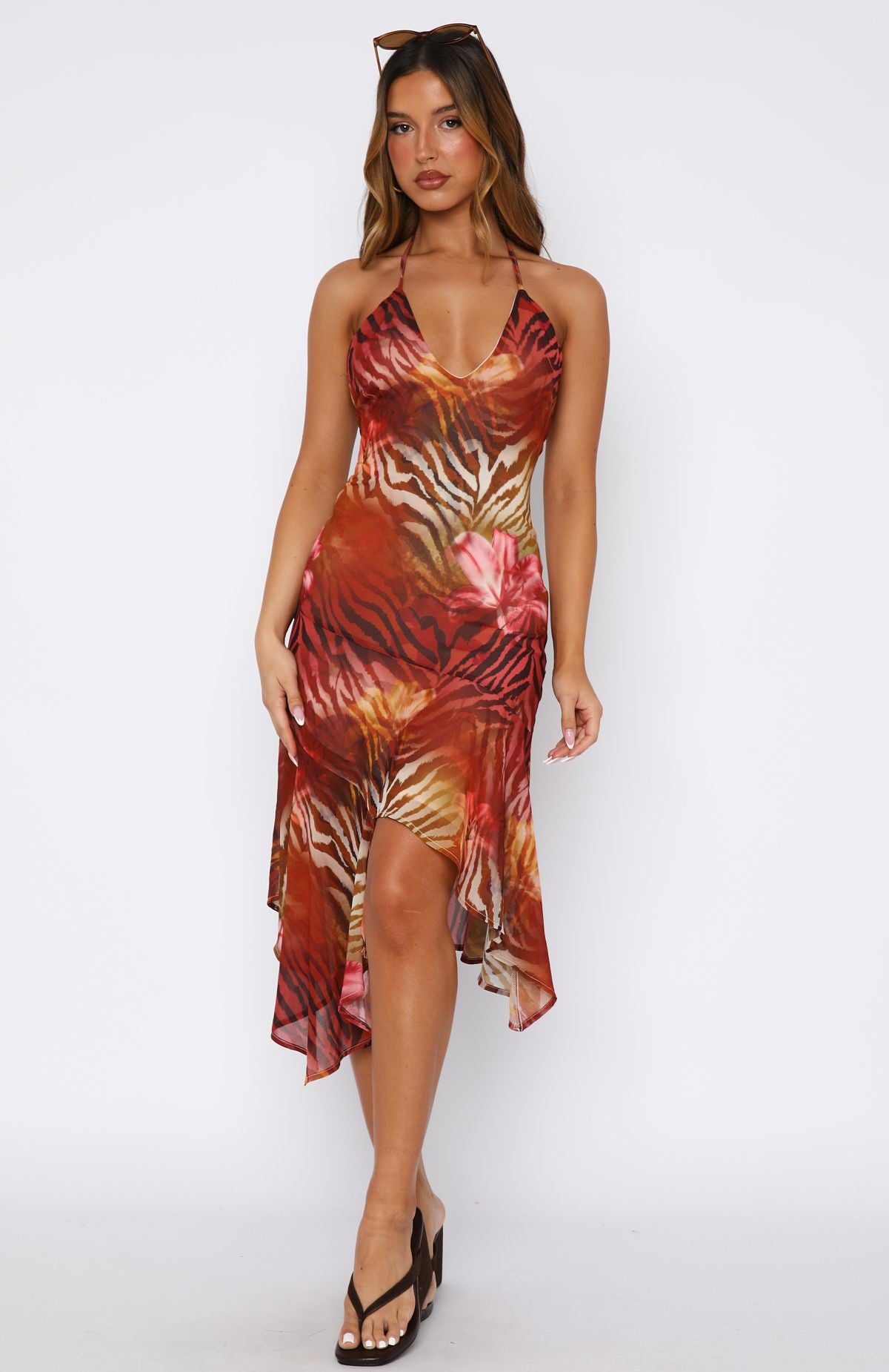 On His Mind Midi Dress Wild Ember - Image 2
