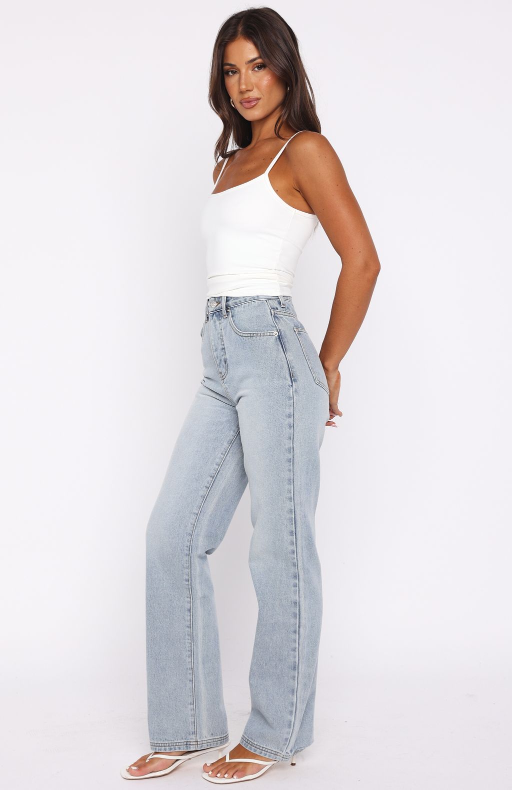 Alyssa High Rise Straight Leg Jeans Light Blue - Image 3