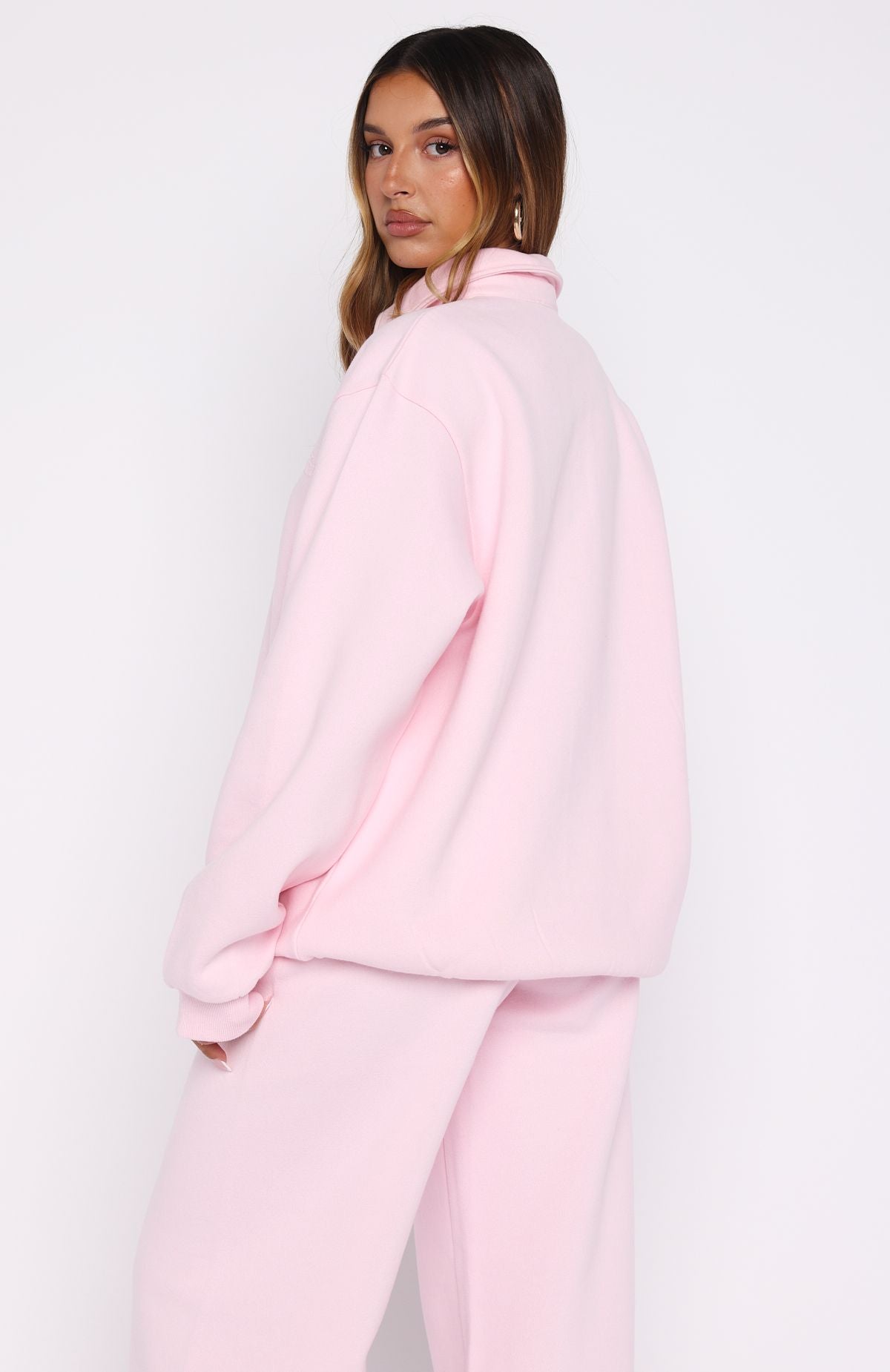 Chill Moves Oversized Henley Sweater Pink - Image 4