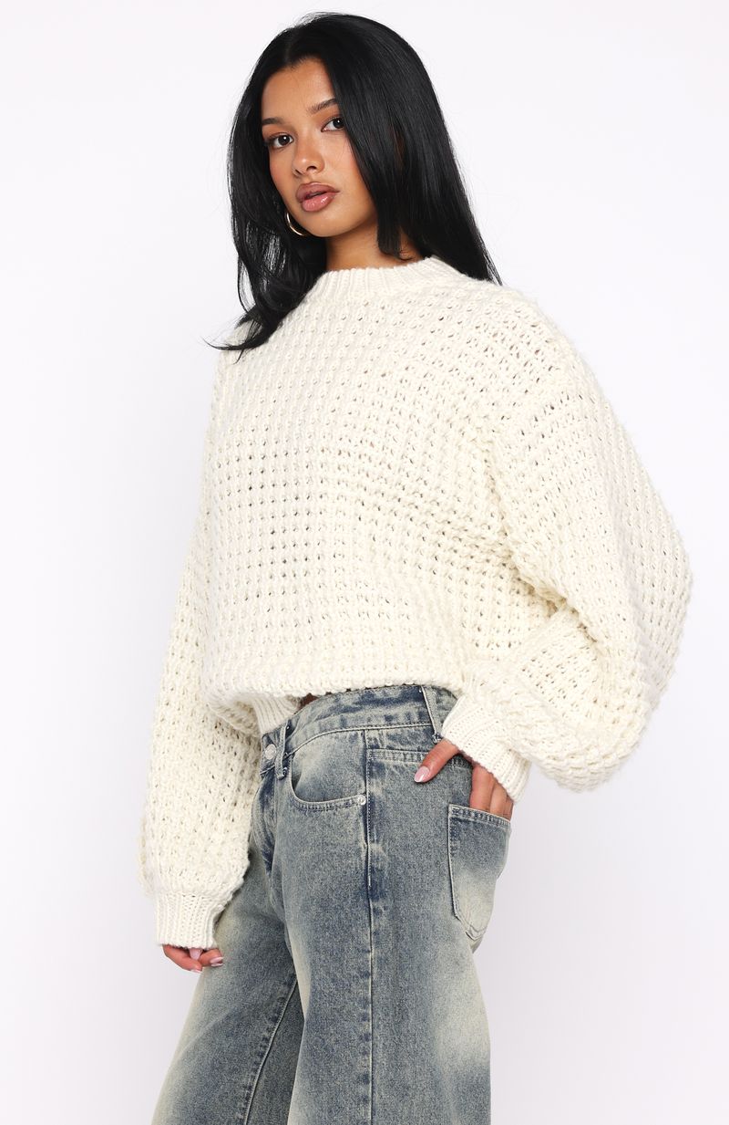 Pure Comfort Knit Sweater Cream - Image 3