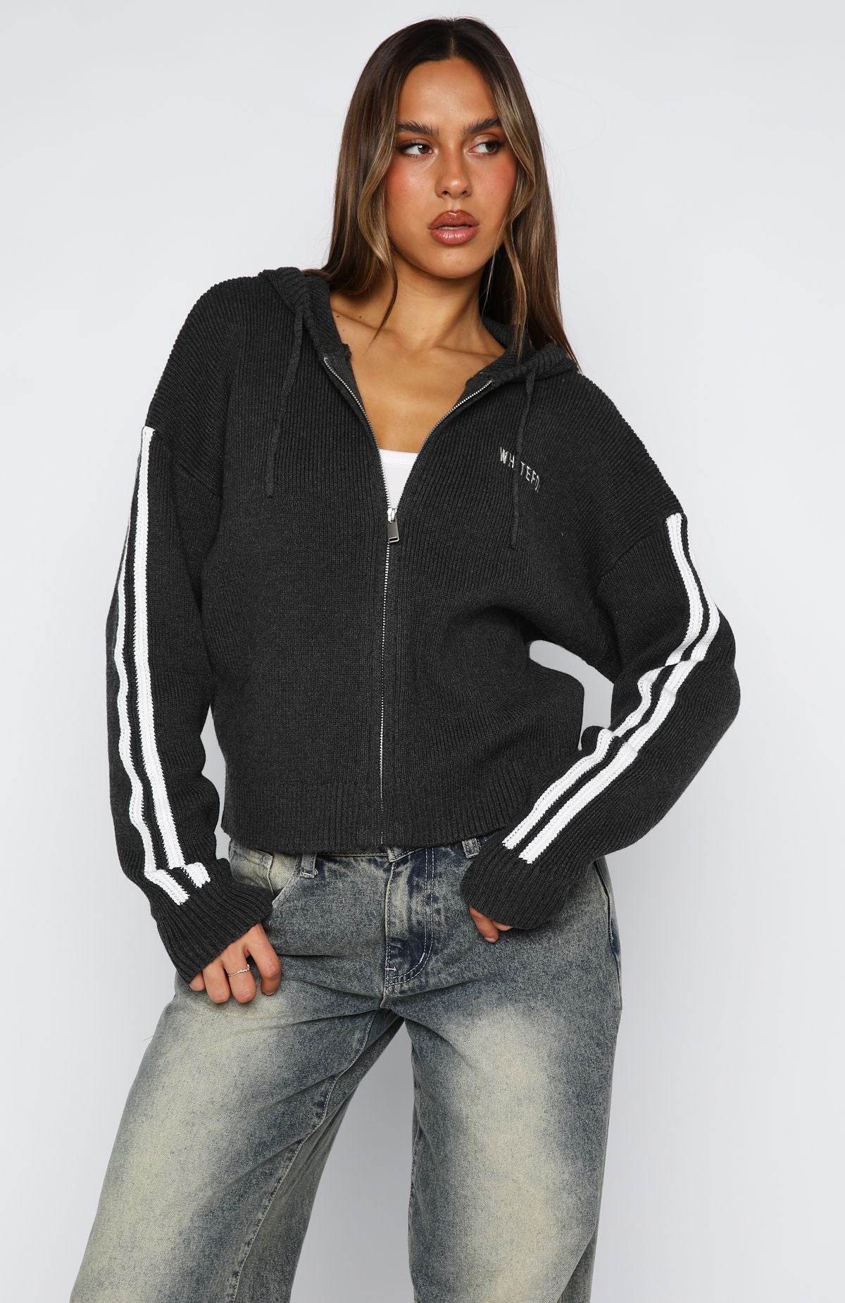 Next One Up Knit Hoodie Charcoal - Image 2