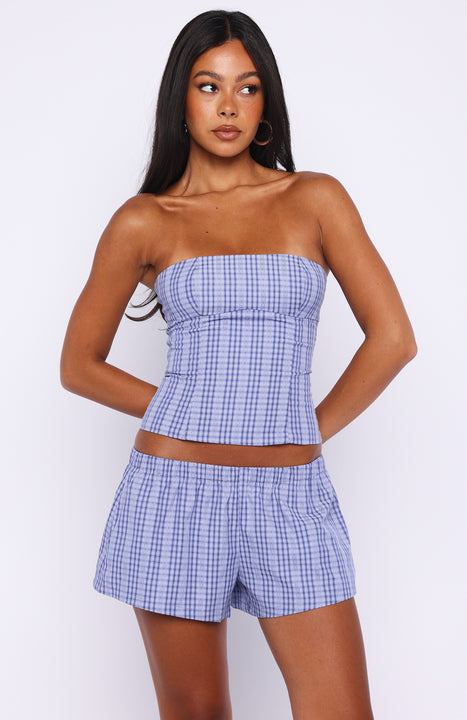 Promise Me This Strapless Bustier Navy Check - Image 2