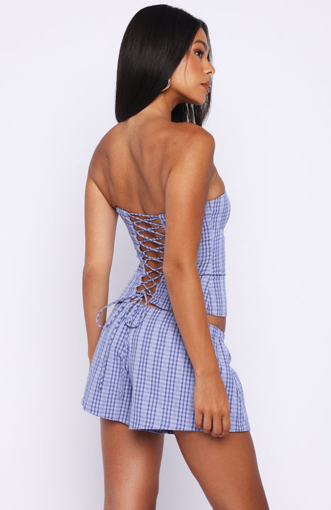 Promise Me This Strapless Bustier Navy Check - Image 4