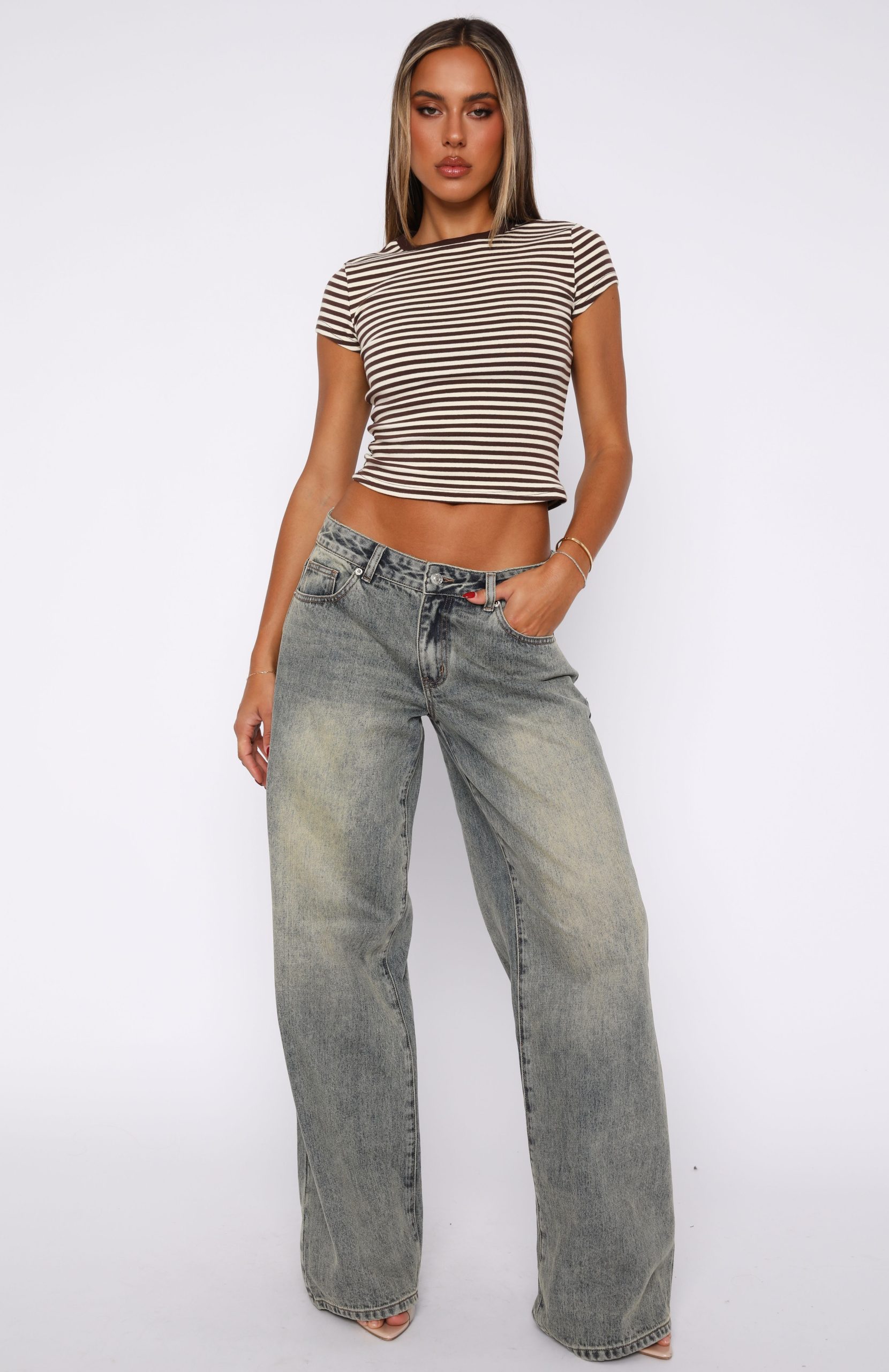 Maeve Low Rise Wide Leg Jeans Sand - Image 2